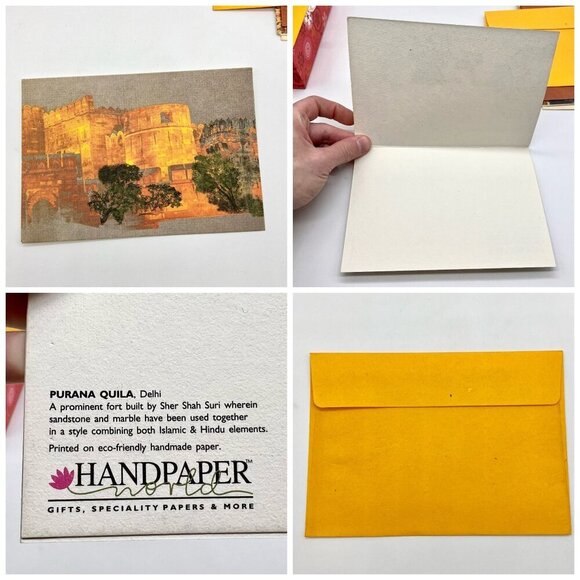 Handmade India Greeting Cards Set with Box and Painted Wood Holder - Picture 3 of 7